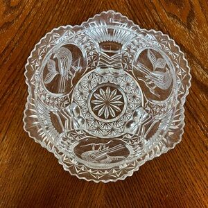 Vintage Hofbauer The Byrdes Collection Candy Dish Bowl Birds Clear Crystal